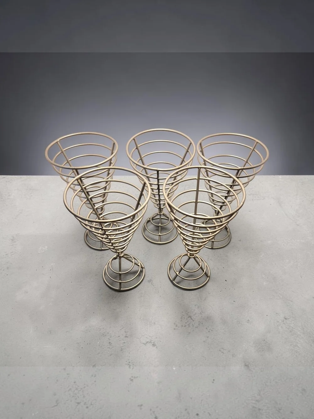 Crate & Barrel Metal French Fry Holder Cone Set of 5
